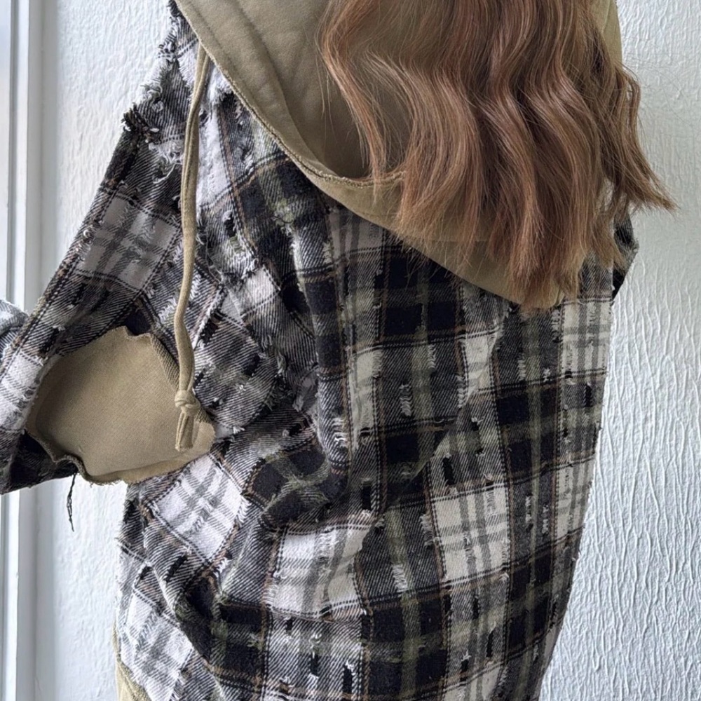 POL Olive & White Plaid Utility Shacket